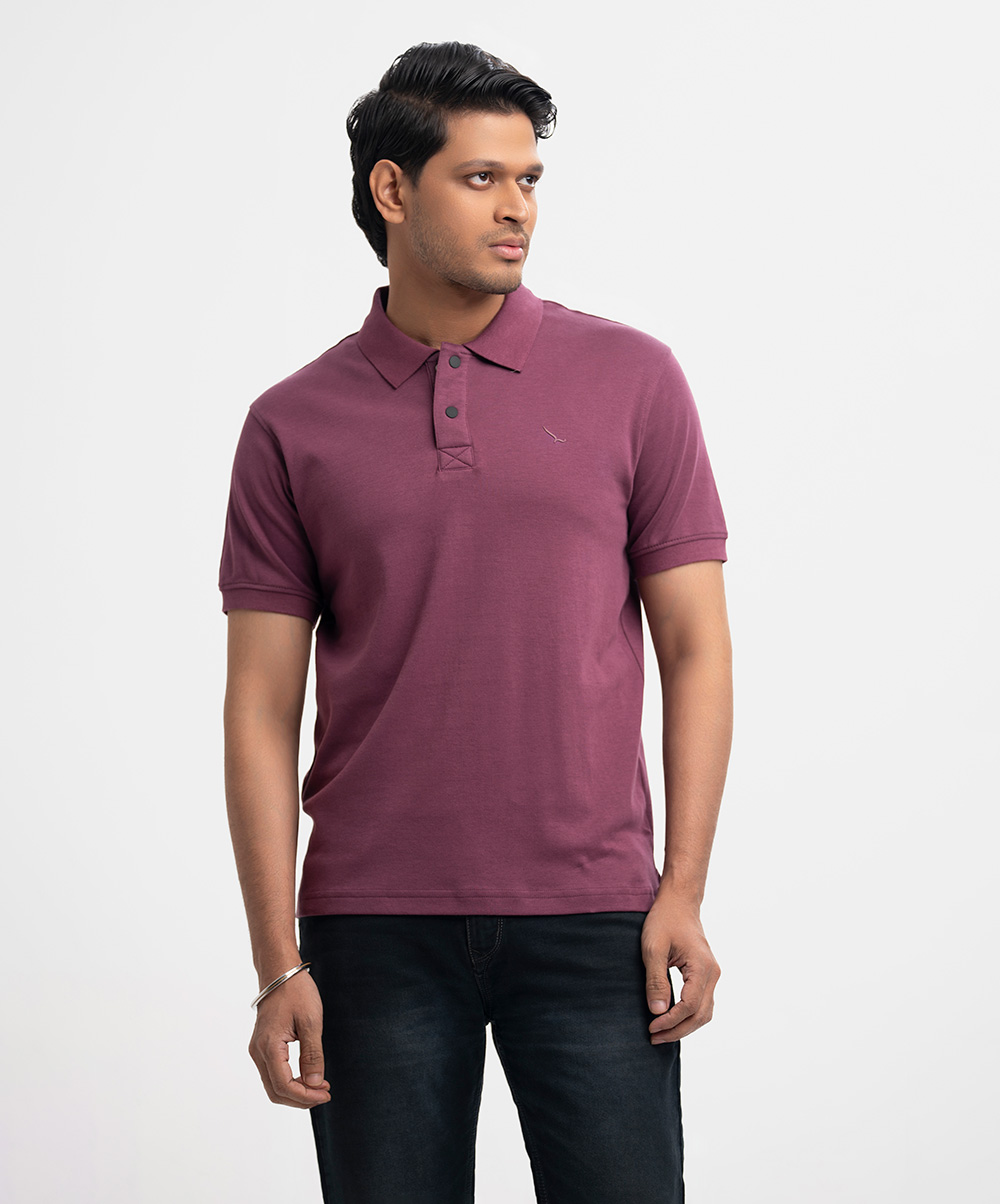 Dark Purple Cotton knit Polo